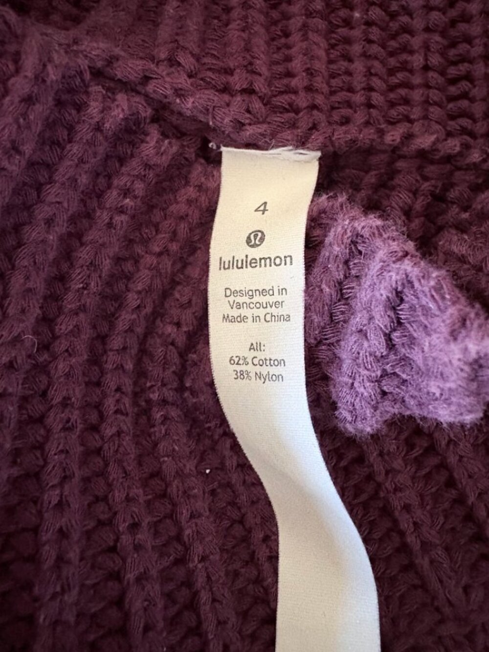 Lululemon Deep Plum Cable Knit Turtleneck Sweater Size 4 - Picture 2 of 4